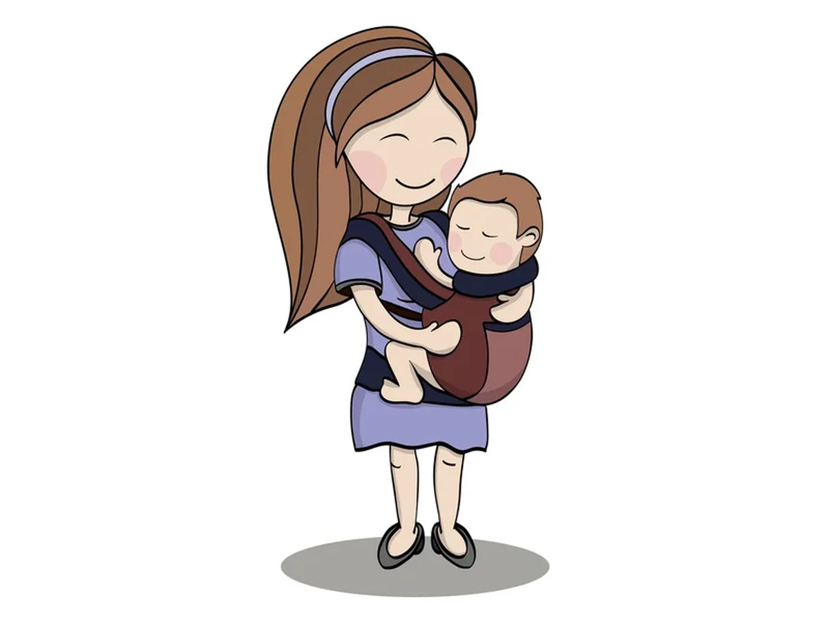 dessin maman et porte-bébé